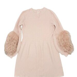 Cat & Jack Girls' Long Sleeve Sweater Dress in a Cream Blush w/Faux Fur Cuffs  |